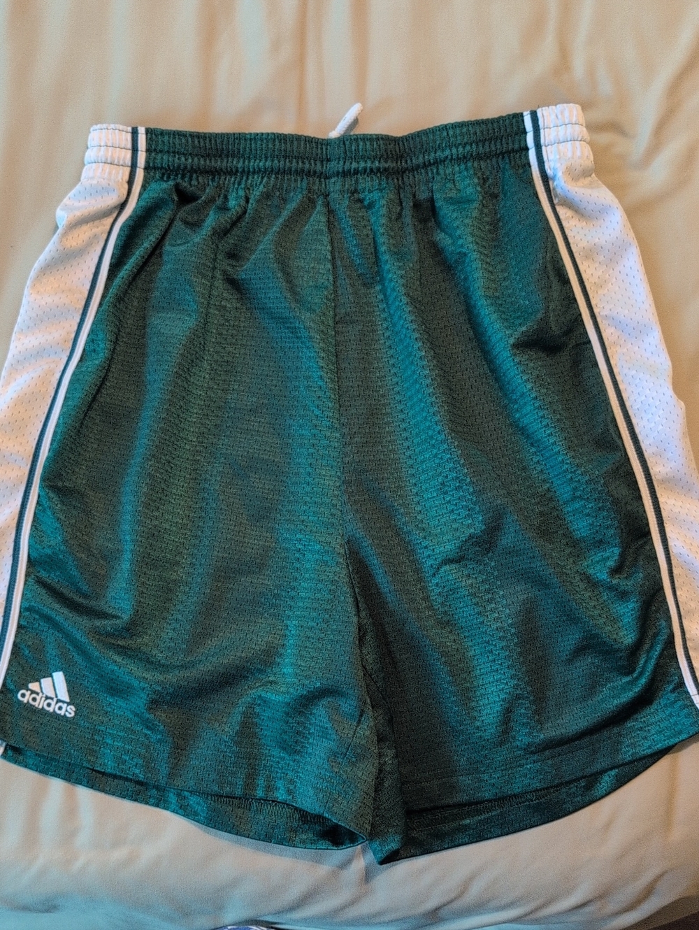 adidas Men's Dark Green Athletic Shorts with White Side Panels